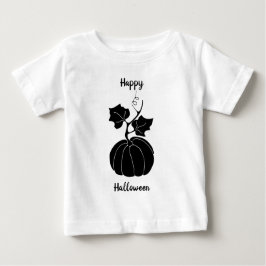 ブラックハッピーハローウィンホラー不気味 ベビーTシャツ