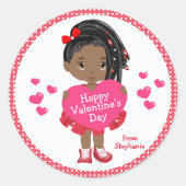 ブラックハッピーバレンタインデークラシックラウンドスティック ラウンドシール (正面)