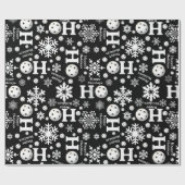 ブラックハッピーホリデーに積み上げるスノードボール ラッピングペーパー (フラット)