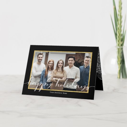 ブラックハッピーホリデーズ – フォトビジネスホリデーカード シーズンカード (正面)