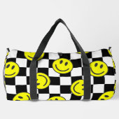 ブラックハッピー顔チェックgroovy ダッフルバッグ (裏面)
