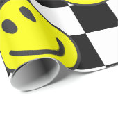 ブラックハッピー顔チェックgroovy ラッピングペーパー (ロールコーナー)