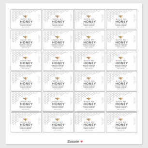 ブラックハニカム透明ハニービーラベル8x5cm シール