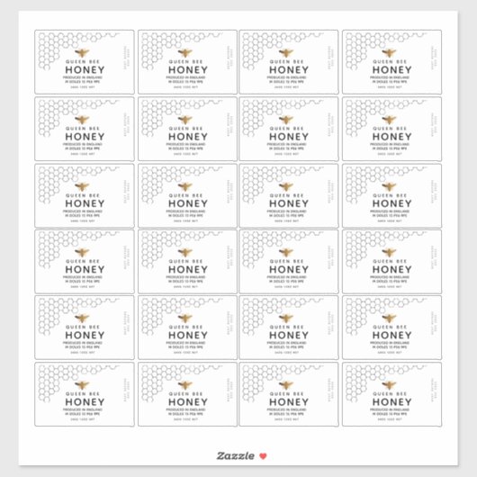 ブラックハニカム透明ハニービーラベル8x5cm シール (シート)