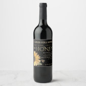 ブラックハニーラベルひまわりメタル金ゴールド3.5" x 4 ワインラベル (正面)