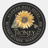 ブラックハニーラベルひまわり及び金属金ゴールド文字 ラウンドシール (正面)