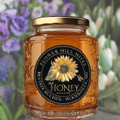 ブラックハニーラベルひまわり及び金属金ゴールド文字 ラウンドシール