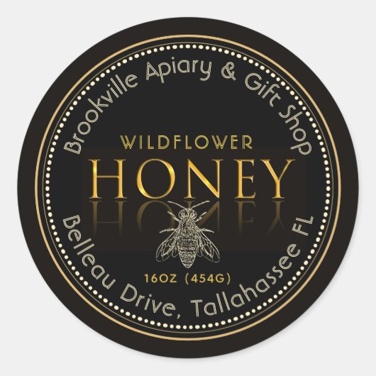 ブラックハニーラベル金ゴールドビーのメタリックヴィンテージ ラウンドシール (正面)