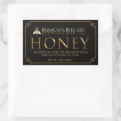 ブラックハニーラベル金属金ゴールドヴィンテージビー 長方形シール (バッグ)