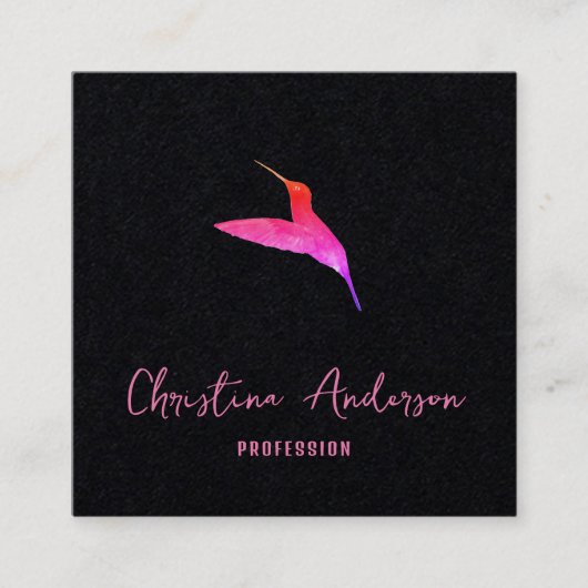 ブラックハミングバードスクエアビジネスカード スクエア名刺 (正面)