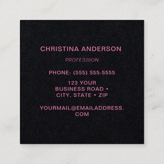 ブラックハミングバードスクエアビジネスカード スクエア名刺 (裏面)