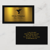 ブラックハミング鳥フェイク金箔ビジネスカード 名刺 (正面/裏面)