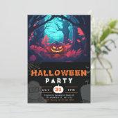 ブラックハロウィンの怖い森とジャック・オ・ランタン 招待状 (スタンド正面)