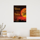 ブラックハロウィンウェディングレセプションサインプリント18x24 ポスター (キッチン)