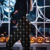 ブラックハロウィンスカル&スパイダーウェブ柄 レギンス