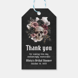 ブラックハロウィンフラワースカル ゴシック ブライダルシャワー ギフトタグ