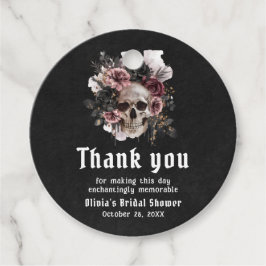 ブラックハロウィンフラワースカル ゴシック ブライダルシャワー フェイバータグ