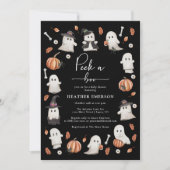 ブラックハロウィンベイビーシャワー 招待状 (正面)