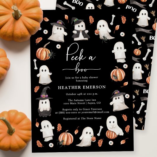 ブラックハロウィンベイビーシャワー 招待状