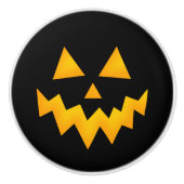 ブラックハロウィン白熱［赤熱］光を放つハロウィーンのカボチャのちょうちんパンプキン セラミックノブ (正面)