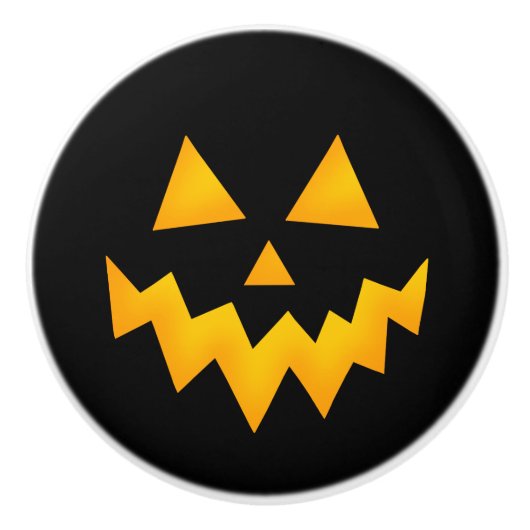 ブラックハロウィン白熱［赤熱］光を放つハロウィーンのカボチャのちょうちんパンプキン セラミックノブ (正面)