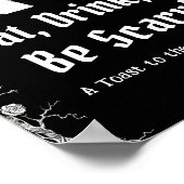 ブラックハロウィン食べスケルトンドリンクと恐ろしいサイン ポスター (角)