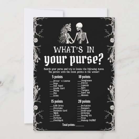 ブラックハロウィーンのスケルトンあなたの財布のゲームの何 招待状 (正面)