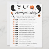 ブラックハロウィーンの赤ちゃんシャワー推測誰のゲームカード 招待状 (正面)