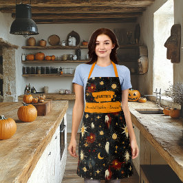 ブラックハロウィーンエプロン幽霊、星、太陽の月 エプロン