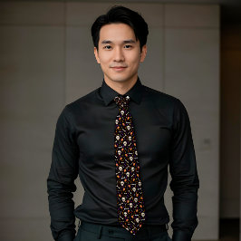 ブラックハロウィーンスカル骨棺パターン ネクタイ