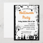 ブラックハロウィーンスポオクタキュラーパーティの招待状 招待状 (正面/裏面)