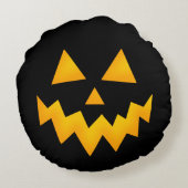 ブラックハロウィーンハロウィーンのカボチャのちょうちん白熱［赤熱］光を放つパンプキン ラウンドクッション (裏面)