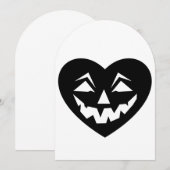 ブラックハロウィーンハートゴシック風バレンタインデー 招待状 (正面/裏面)