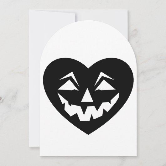 ブラックハロウィーンハートゴシック風バレンタインデー 招待状 (正面)
