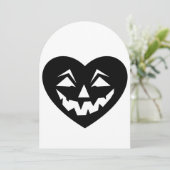 ブラックハロウィーンハートゴシック風バレンタインデー 招待状 (スタンド正面)