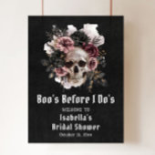 ブラックハロウィーンフローラスカルブライダルシャワー歓迎 ポスター