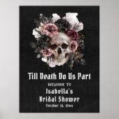 ブラックハロウィーンフローラスカルブライダルシャワー歓迎 ポスター