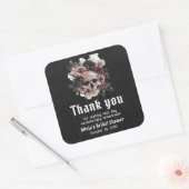 ブラックハロウィーンフローラスカルブライダルシャワー スクエアシール (封筒)