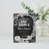 ブラックハロウィーン赤ちゃんシャワー招待状（レジストリ付き） インビテーションポストカード (スタンド正面)