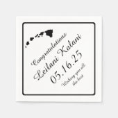 ブラックハワイアン諸島卒業紙ナプキン スタンダードカクテルナプキン (正面)