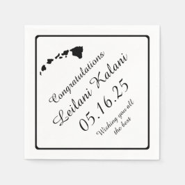 ブラックハワイアン諸島卒業紙ナプキン スタンダードカクテルナプキン