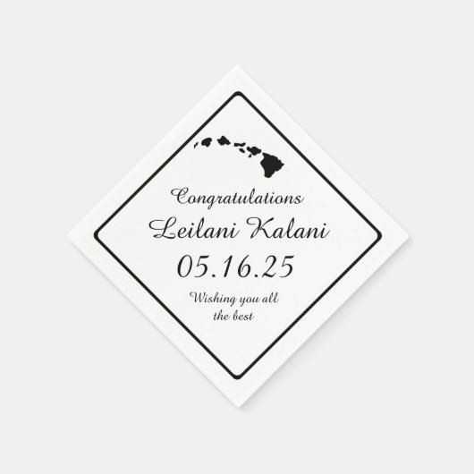 ブラックハワイアン諸島卒業紙ナプキン スタンダードカクテルナプキン (角)