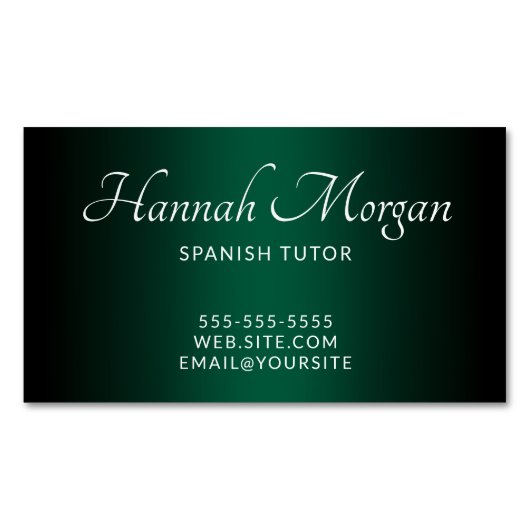 ブラックハンターグリーングラデーションスクリプエレガントト マグネット名刺 (正面)