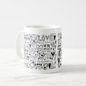 ブラックハンドドローヴァレンティーンズデイラブドゥードル コーヒーマグカップ (正面左)