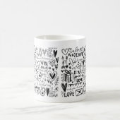 ブラックハンドドローヴァレンティーンズデイラブドゥードル コーヒーマグカップ (中央)