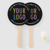 ブラックハンドヘルドファンと会社ロゴのカスタムプリント ハンドファン (正面&裏面)