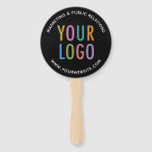 ブラックハンドヘルドファンと会社ロゴのカスタムプリント ハンドファン (正面)