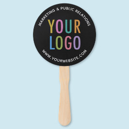 ブラックハンドヘルドファンと会社ロゴのカスタムプリント ハンドファン