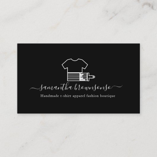 ブラックハンドメイドTシャツアパレルファッションブティック 名刺 (正面)