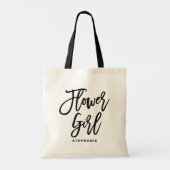 ブラックハンドレタリングフラワーガールパーソナライズされた トートバッグ (裏面)